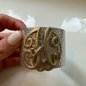 “H” Cuff Silver and Gold Bracelet